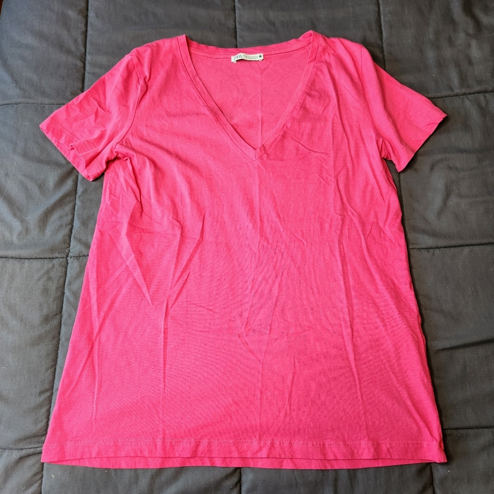 Zara V-Neck Tee Pink